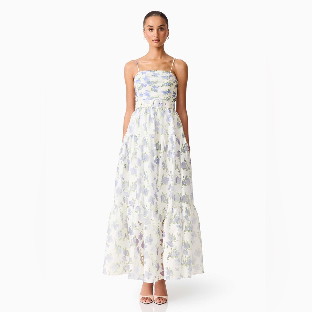 Elliatt Cleo A-line Gown in White & Blue Floral Size S NWT - Picture 4 of 9